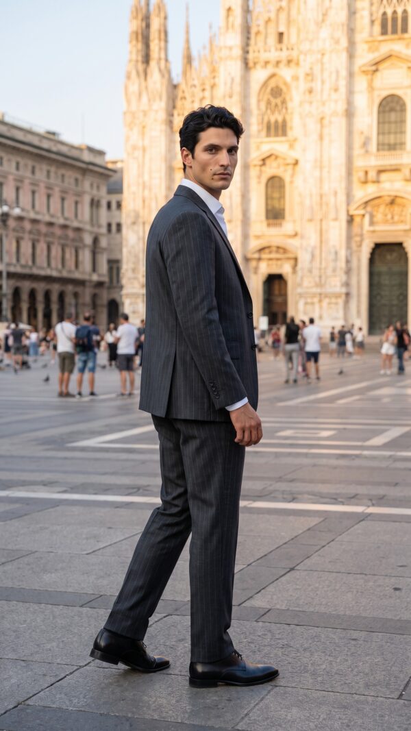 Barrington Grey Tailored Fit Pin Striped Suit (1) - 2