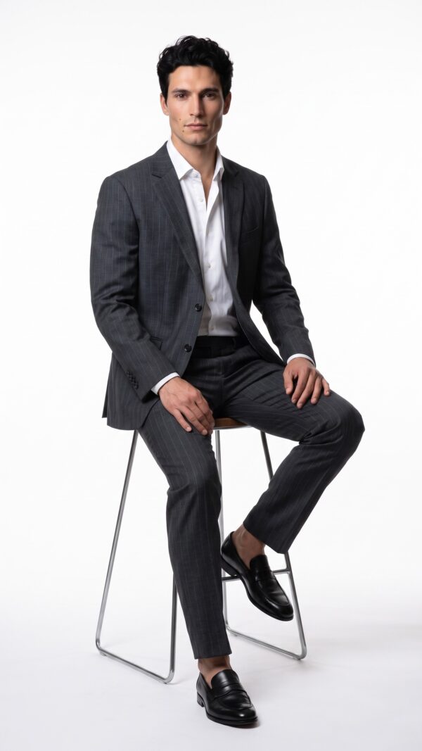 Barrington Grey Tailored Fit Pin Striped Suit (2) - 0