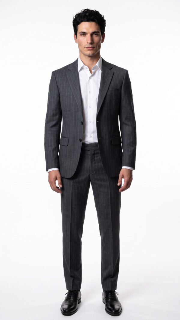 Barrington Grey Tailored Fit Pin Striped Suit (5) - 4