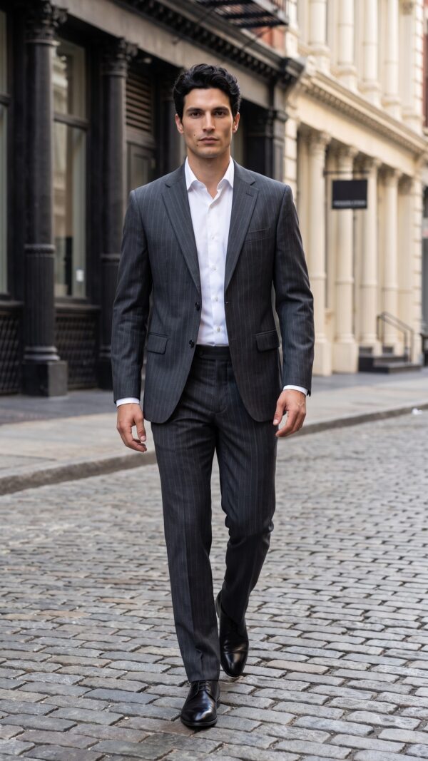 Barrington Grey Tailored Fit Pin Striped Suit (7) - 3