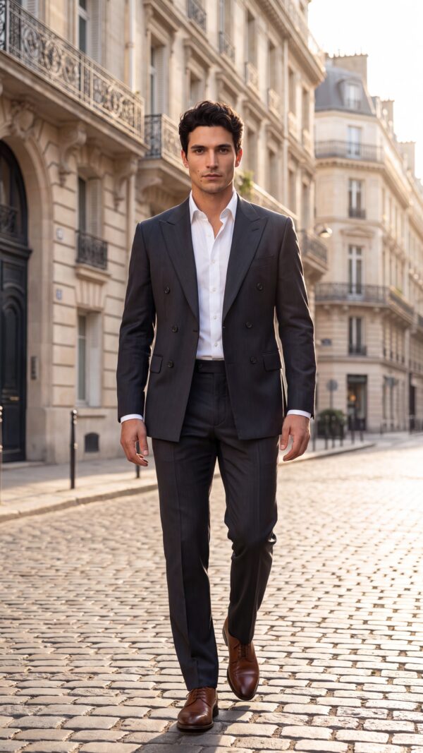 Winchester Double Breasted Black Suit