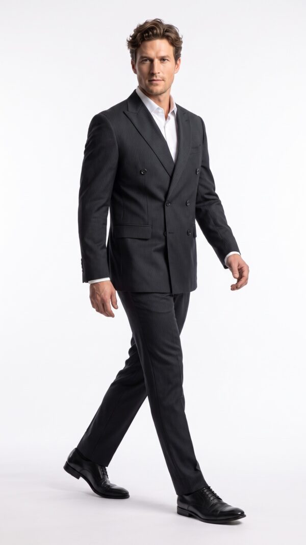 Cambridge Double Breasted Black Suit - 1