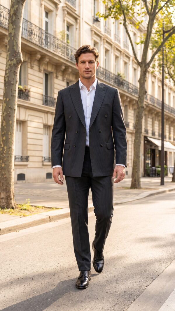 Cambridge Double Breasted Black Suit