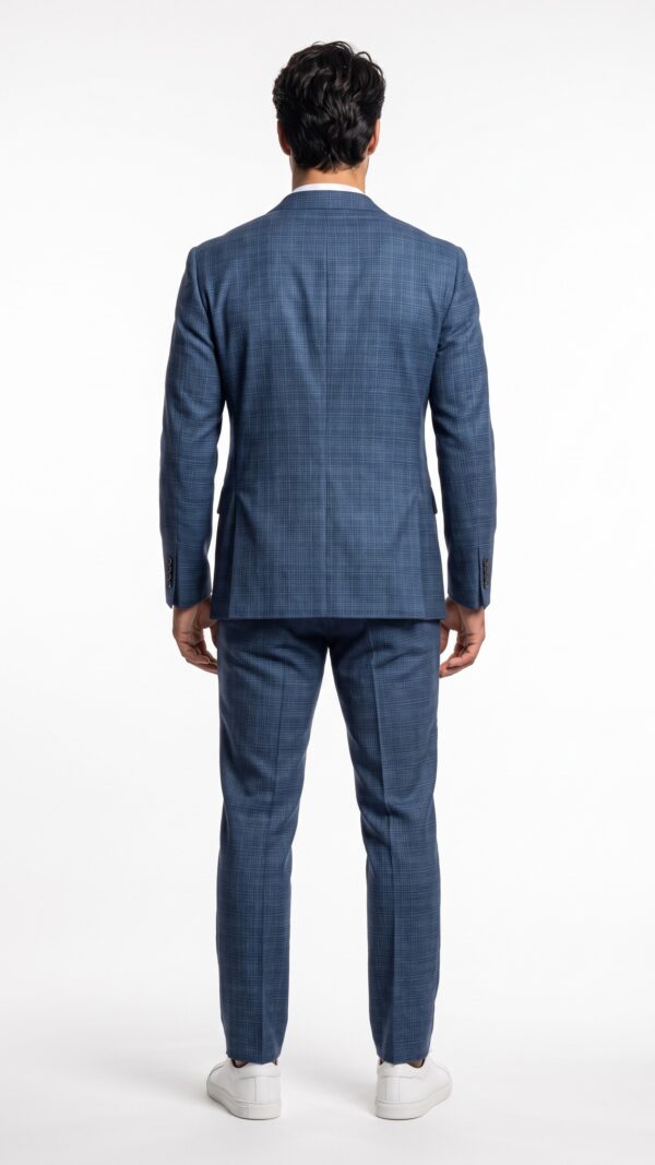 Blue graph check suit for men (4) - 3