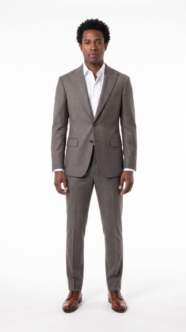 Brown tailored fit suit for men (1) - 0