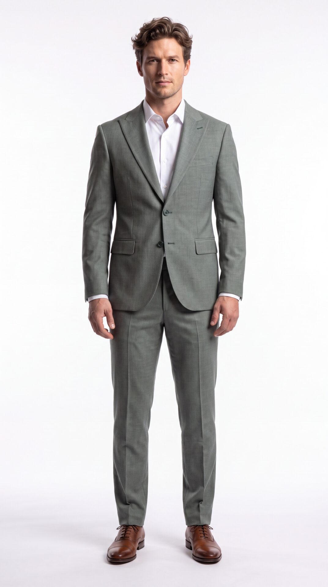 Green Peak Lapel Tailored Fit Men’s Suit (2) - 1