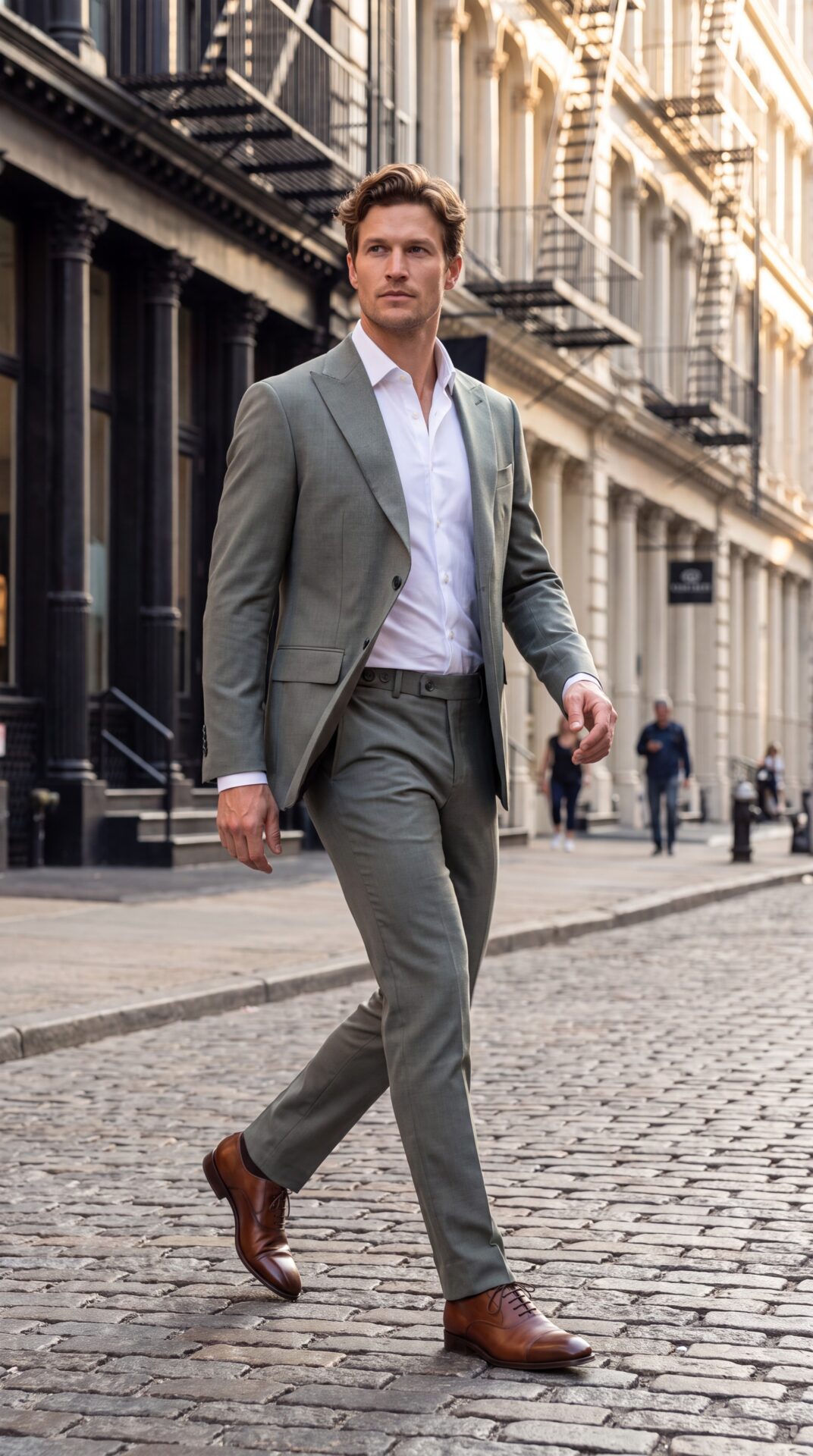 Green Peak Lapel Tailored Fit Men’s Suit (4) - 5