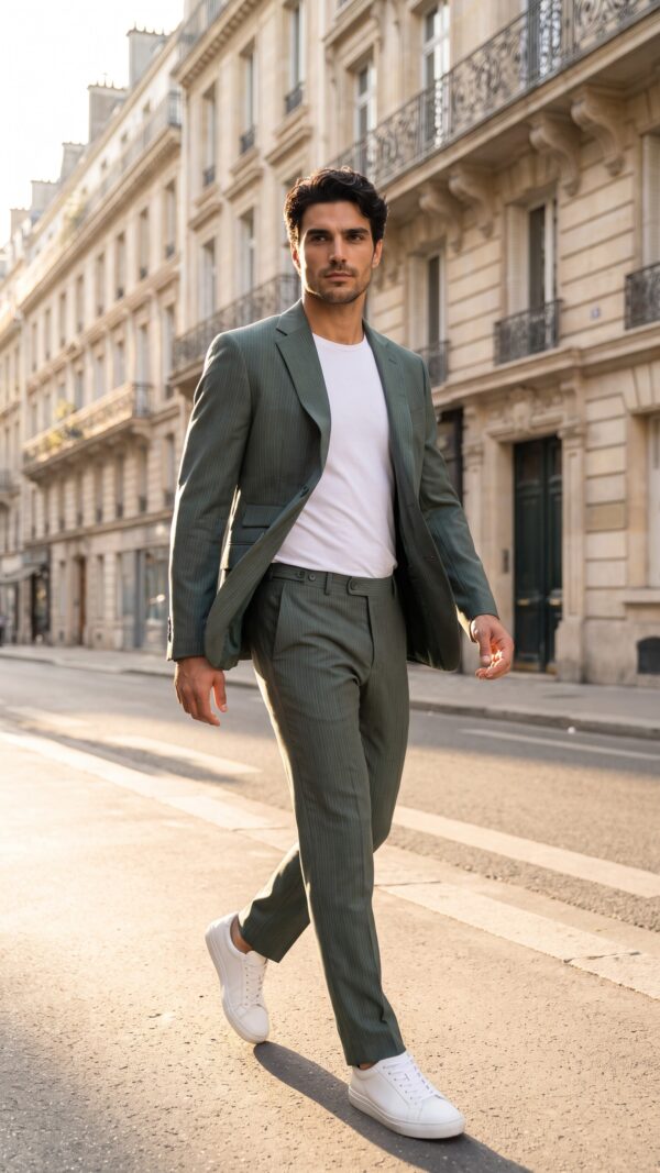 Northbrook Green Pinstripe Suit