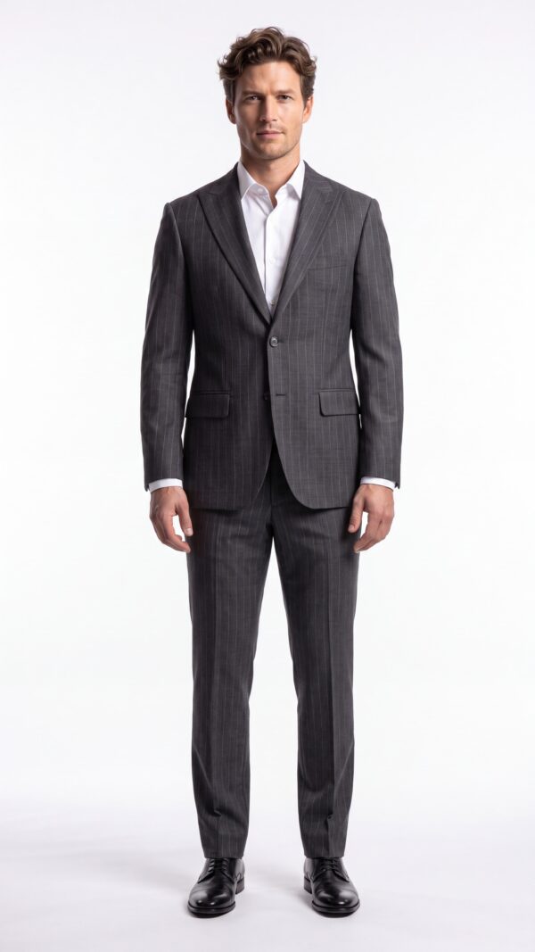 Grey Pin Striped Men’s Suit (1) - 2