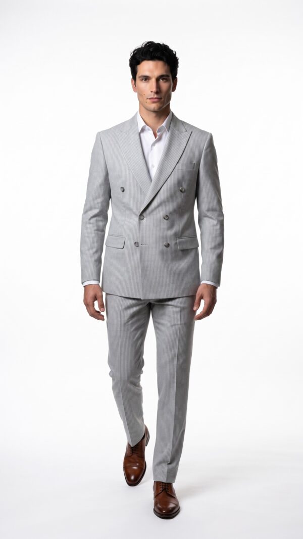 Wexford Light Grey Double Breasted Suit - 1