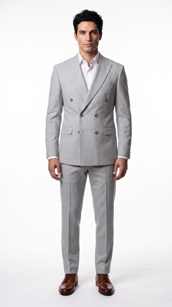 Light gray pin striped men’s suits (2) - 0