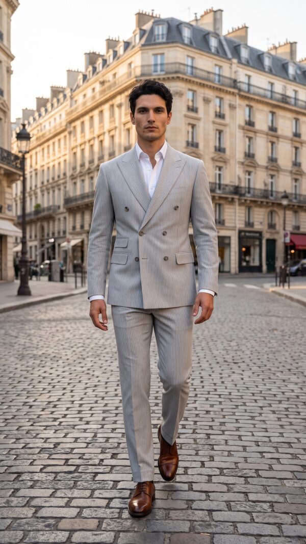 Wexford Light Grey Double Breasted Suit