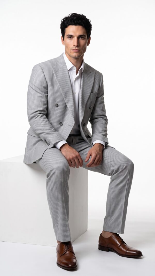 Light gray pin striped men’s suits (5) - 2