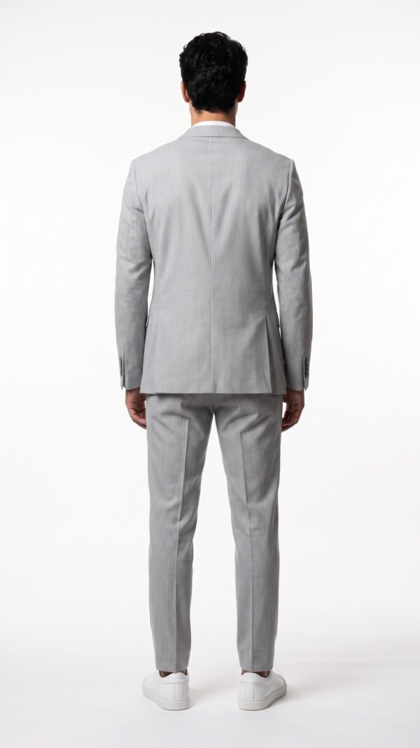 Light grey pin striped tailored fit men’s suit – Varrison (4) - 6