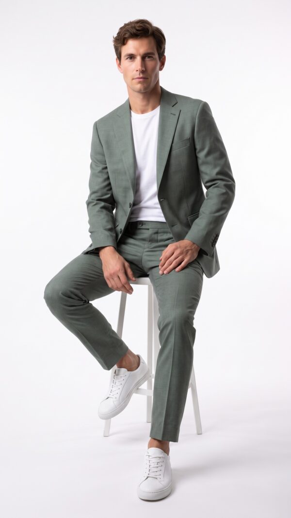 Men’s Green Suit – 2 pieces – Tailored Fit – Notch Lapel (8) - 0