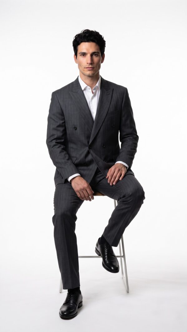 Men’s Grey Double Breasted Suit (4) - 0