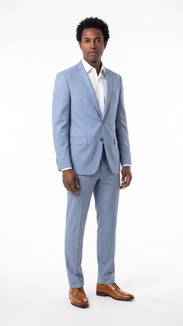 Men’s Light Blue Suit – 2 pieces – Slim Fit – Notch Lapel (7) - 0