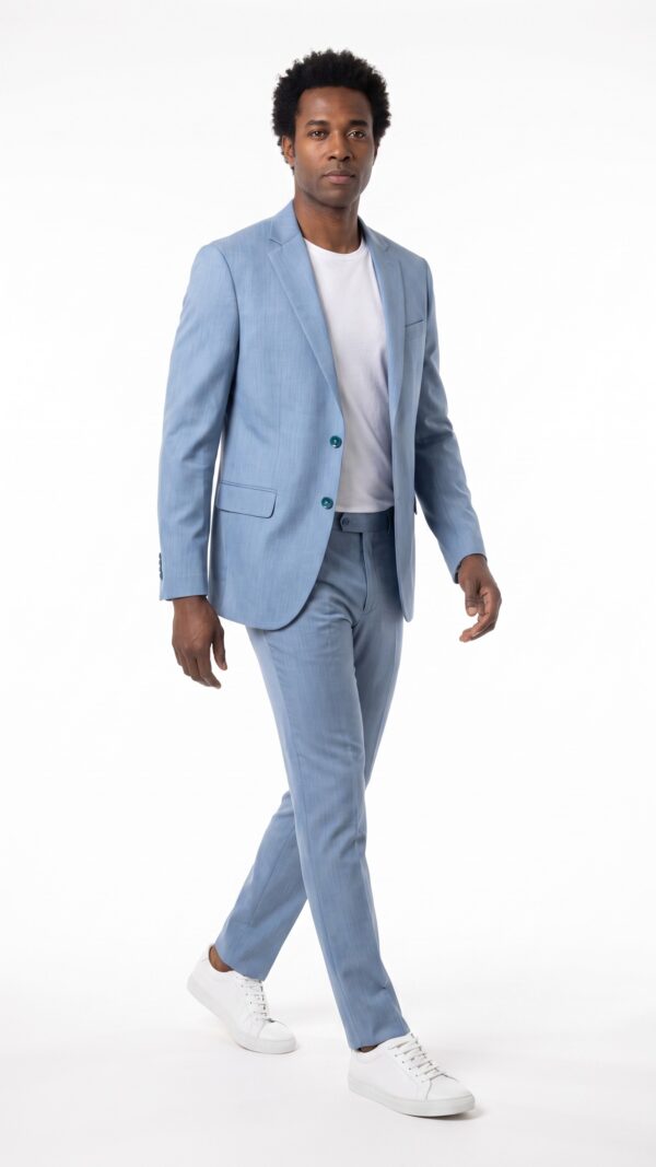Men’s Light Blue Suit – 2 pieces – Slim Fit – Notch Lapel (9) - 4