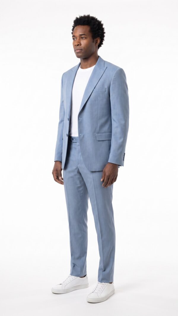 Men’s Light Blue Suit – 2 pieces – Slim Fit – Peak Lapel (4) - 2