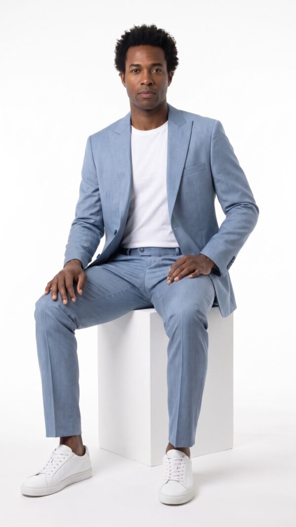 Men’s Light Blue Suit – 2 pieces – Slim Fit – Peak Lapel (7) - 6