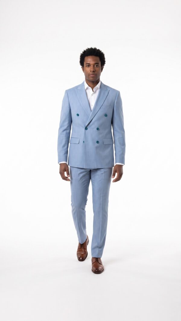 Men’s Light Blue Suit – Double Breasted – Tailored Fit – Peak Lapel (1) - 3