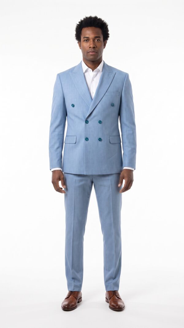 Whitman Light Blue Double Breasted Suit - 1