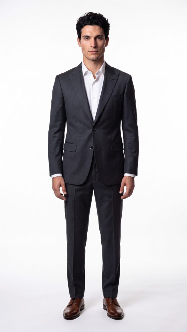 Men’s black pin striped tailored fit suit (1) - 0