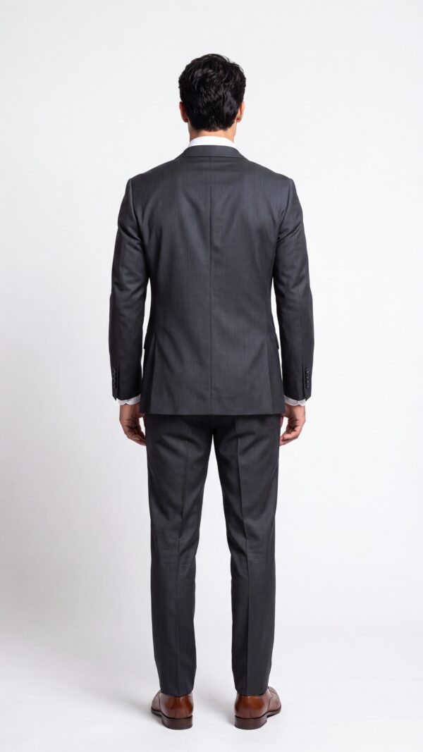 Men’s black pin striped tailored fit suit (6) - 2