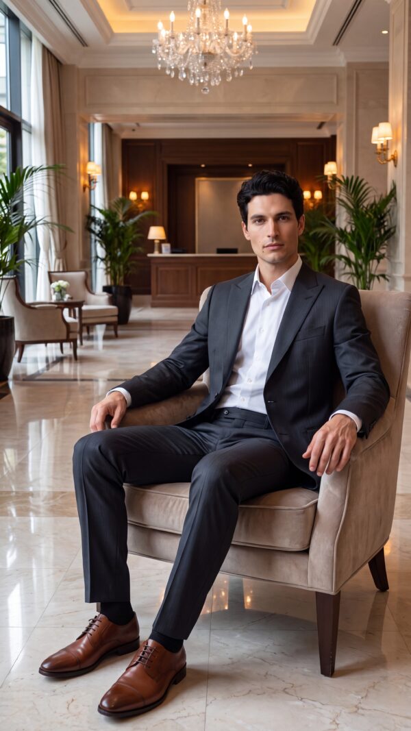 Men’s black pin striped tailored fit suit (7) - 5