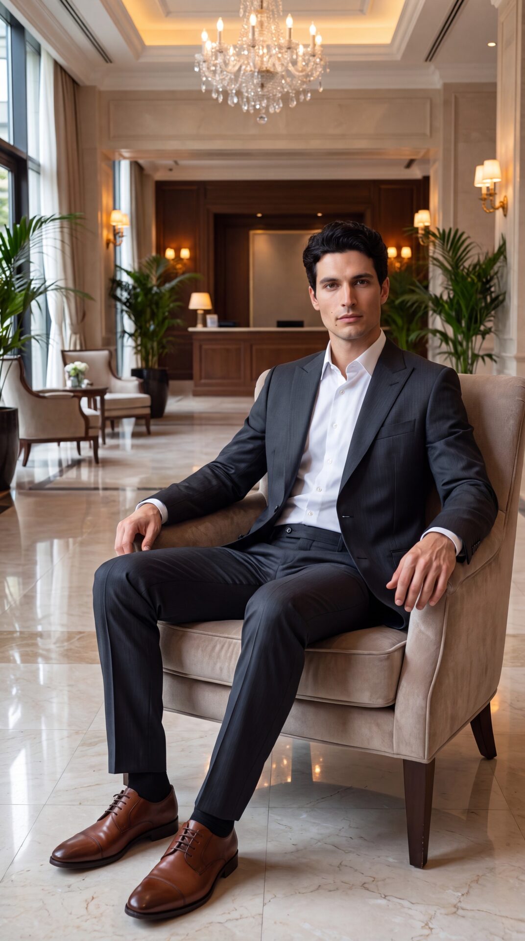 Men’s black pin striped tailored fit suit (7) - 7