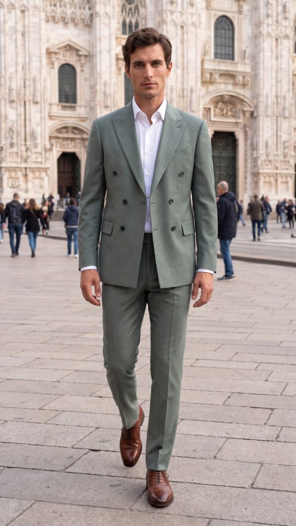 Men’s green double breasted suit(1) - 3
