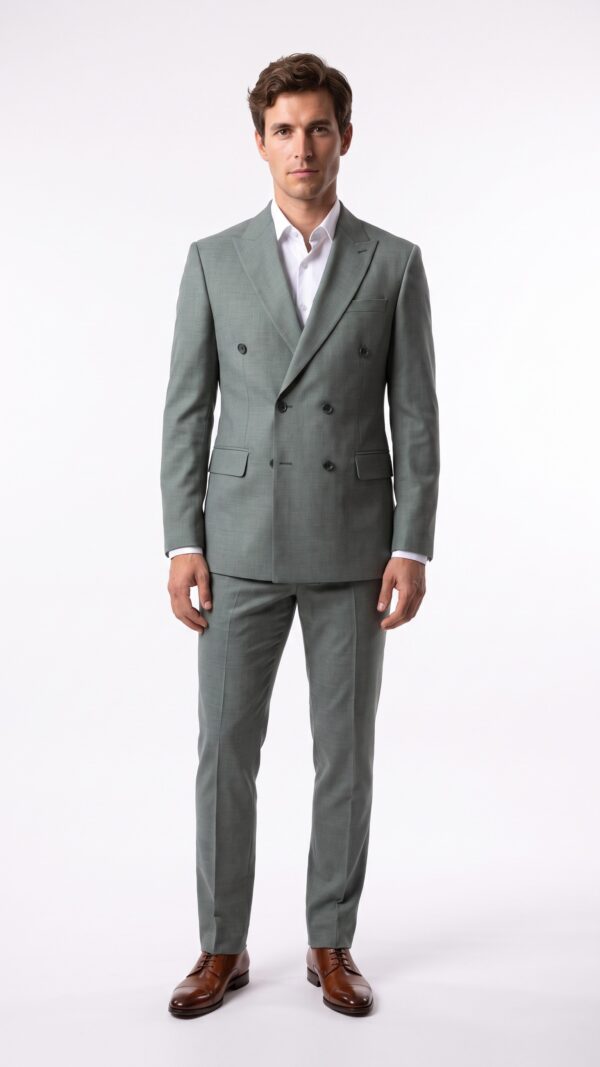 Men’s green double breasted suit(2) - 2