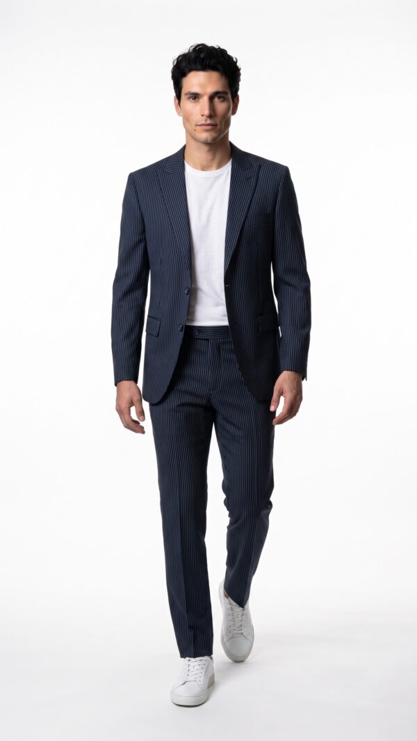 Navy blue pin striped suit for men – Varrison (1) - 2