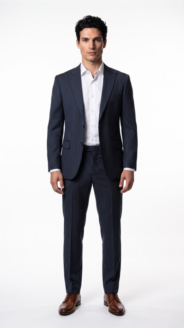 Navy blue pin striped suit for men – Varrison (2) - 5