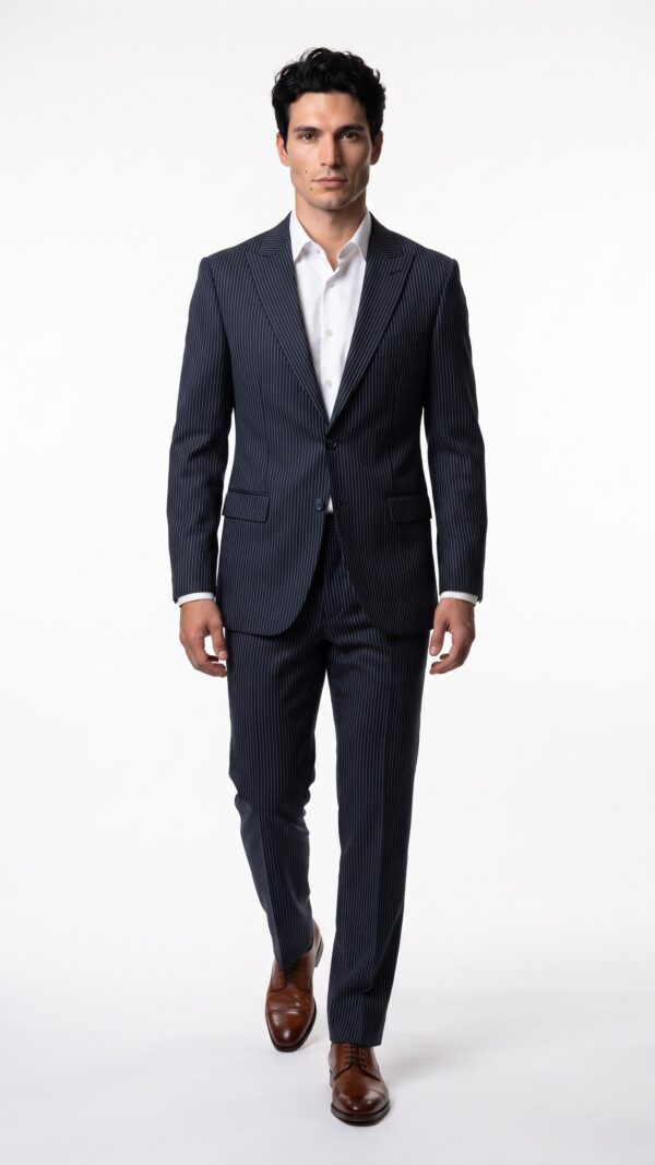 Kingsley Navy Blue Pinstripe Suit - 1