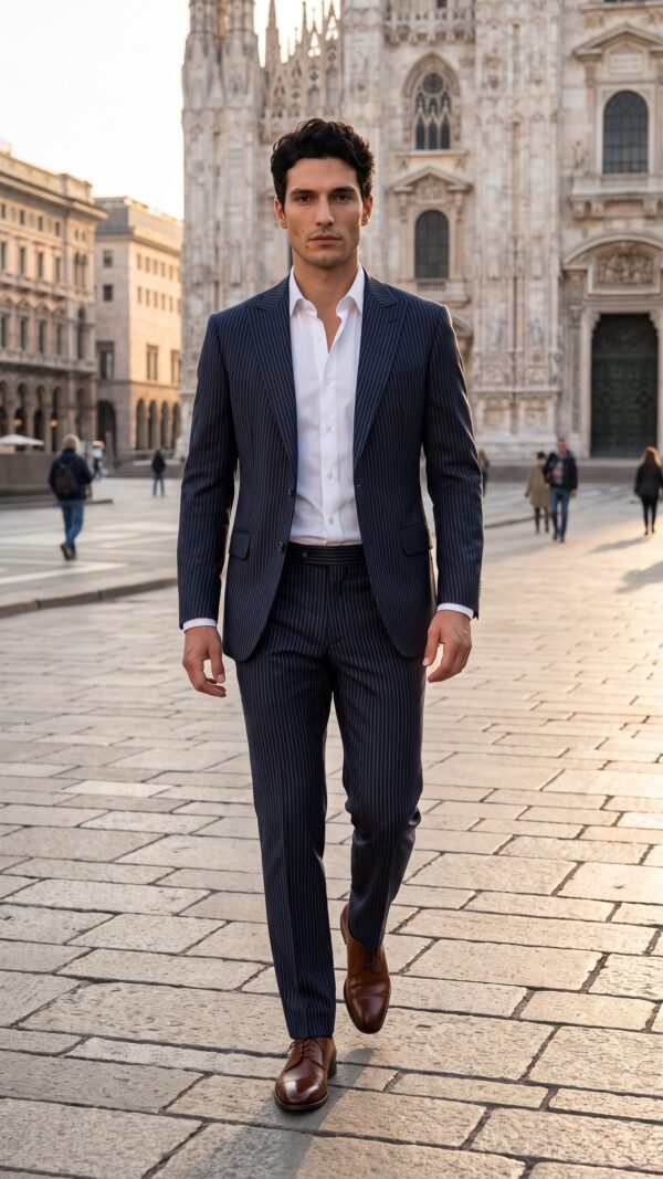 Kingsley Navy Blue Pinstripe Suit