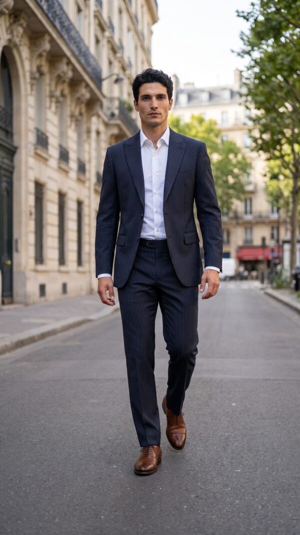 Navy blue pin striped suit for men – Varrison (6) - 9