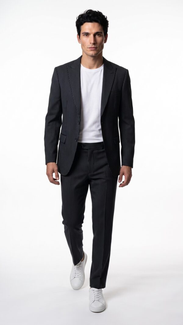 Navy blue pin striped suit for men – Varrison (8) - 4