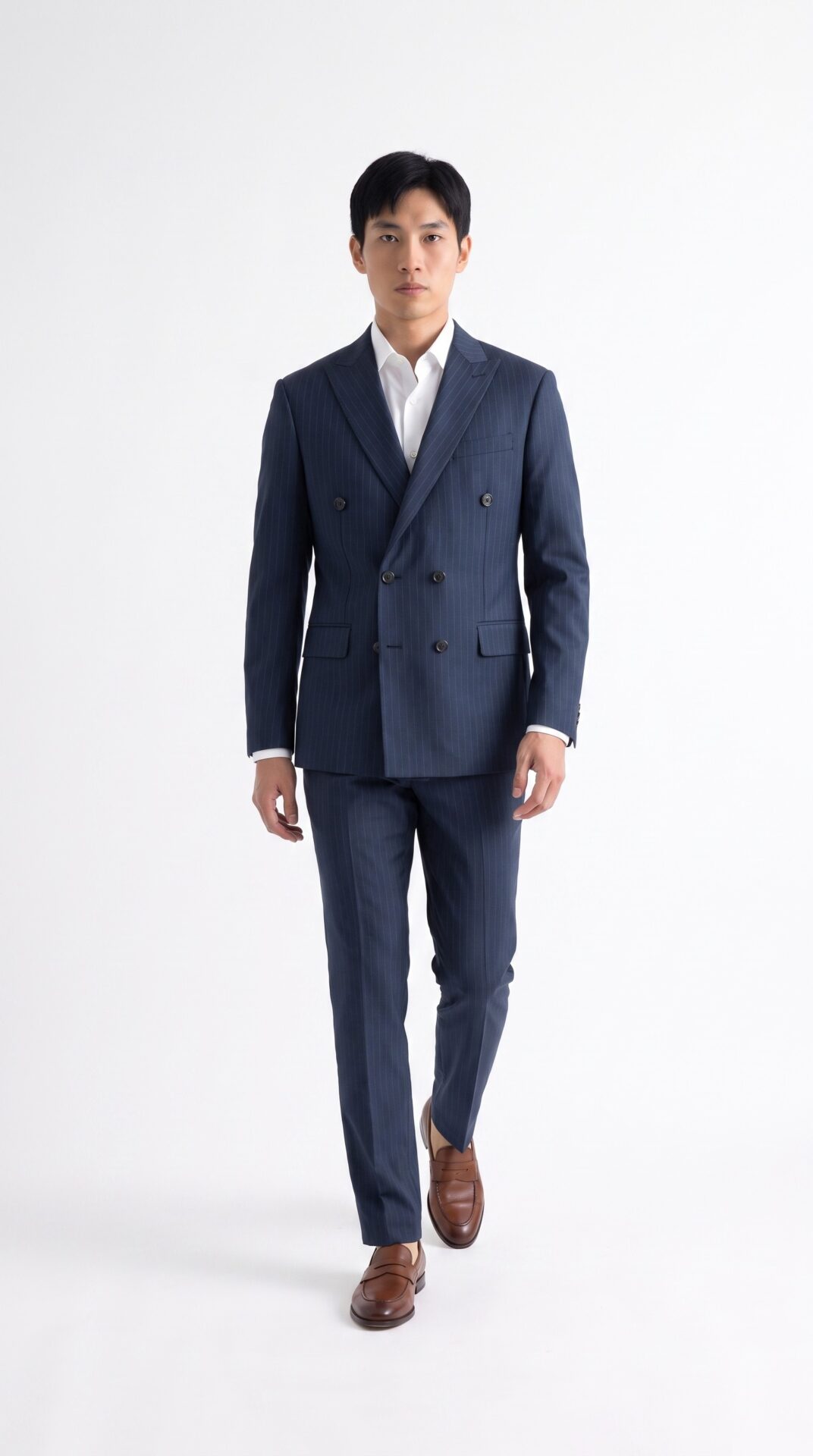 Pin striped blue double breasted men suit – Varrison (2) - 1