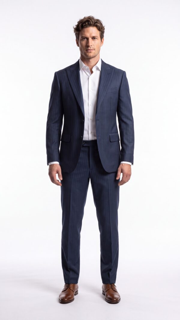 Pin striped blue suit for men – Varrison (1) - 2
