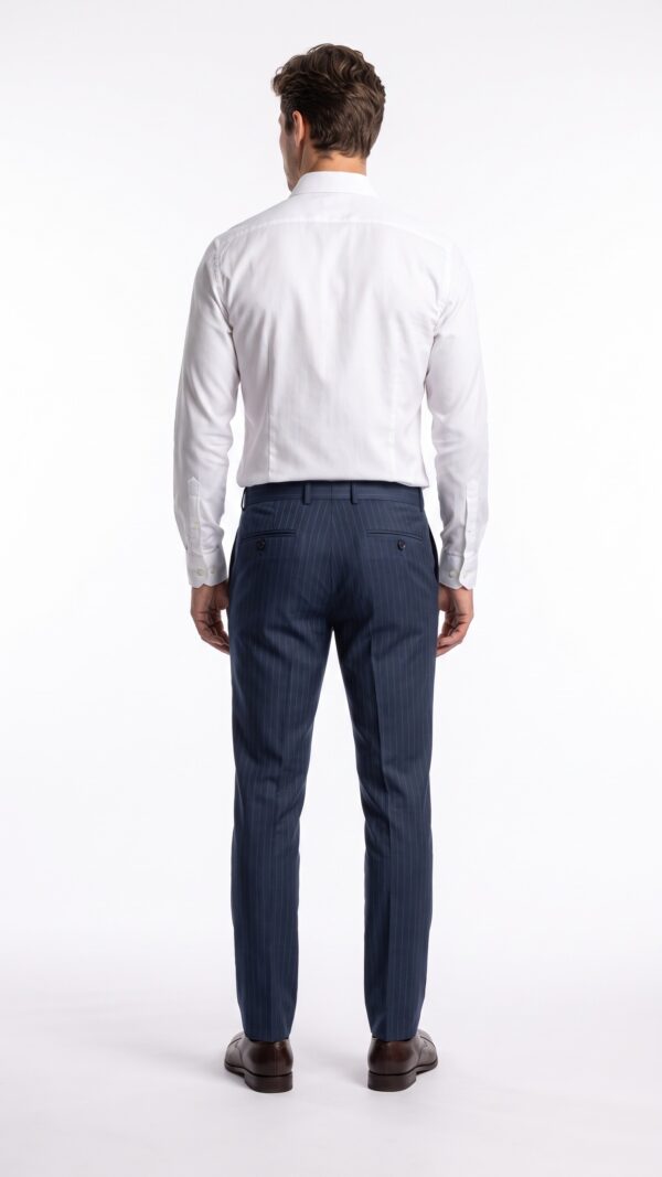 Pin striped blue suit trousers for men (2) - 6