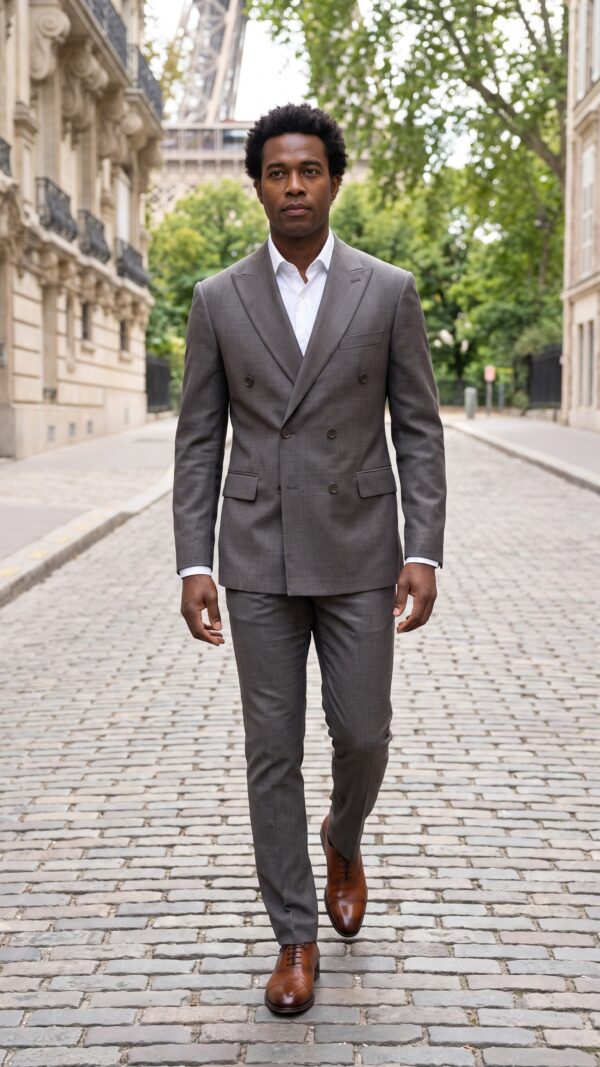 double breasted brown suit for men (3) - 2