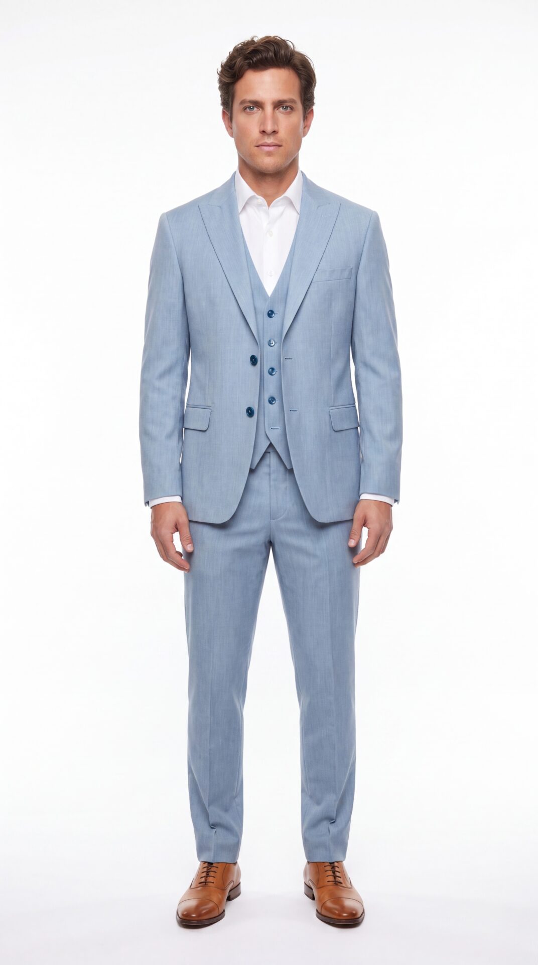 light blue three pieces tailored fit men’s suit (1) - 4