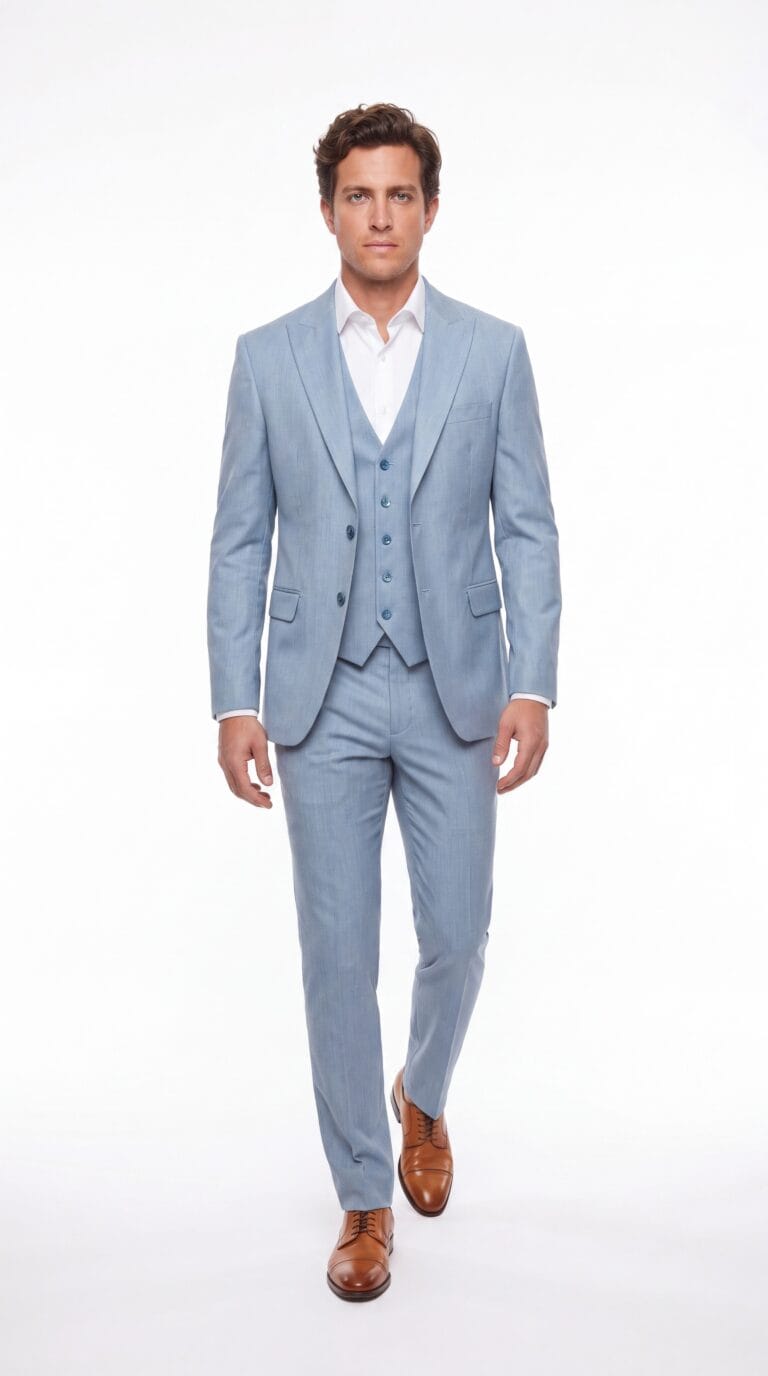 Carrington Light Blue 3 Pieces Suit