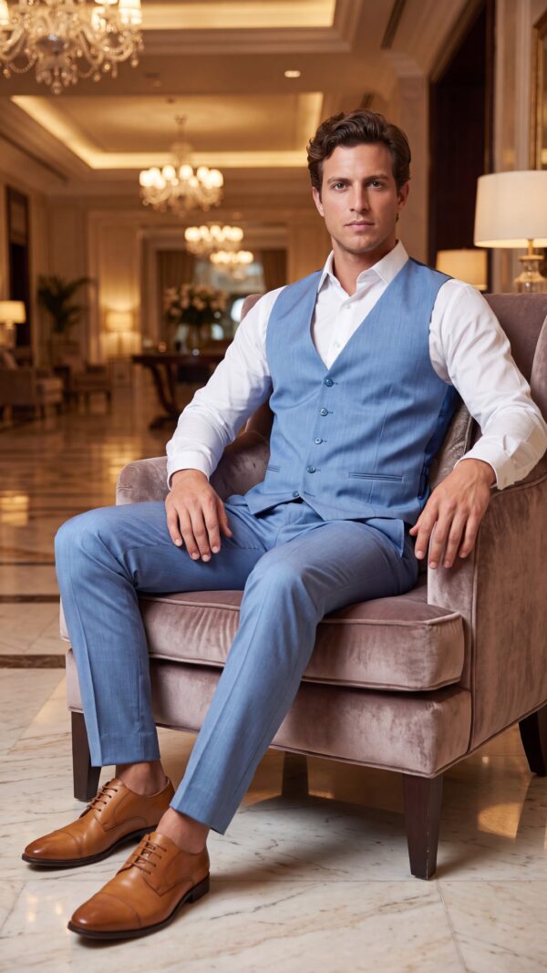 Carrington Light Blue 3 Pieces Suit
