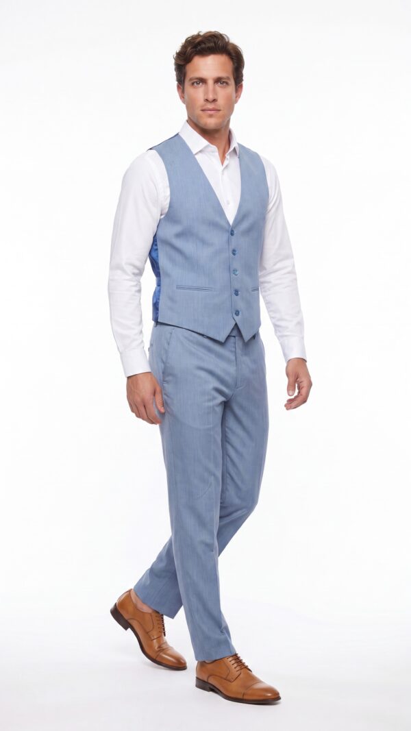 light blue three pieces tailored fit men’s suit (6) - 5