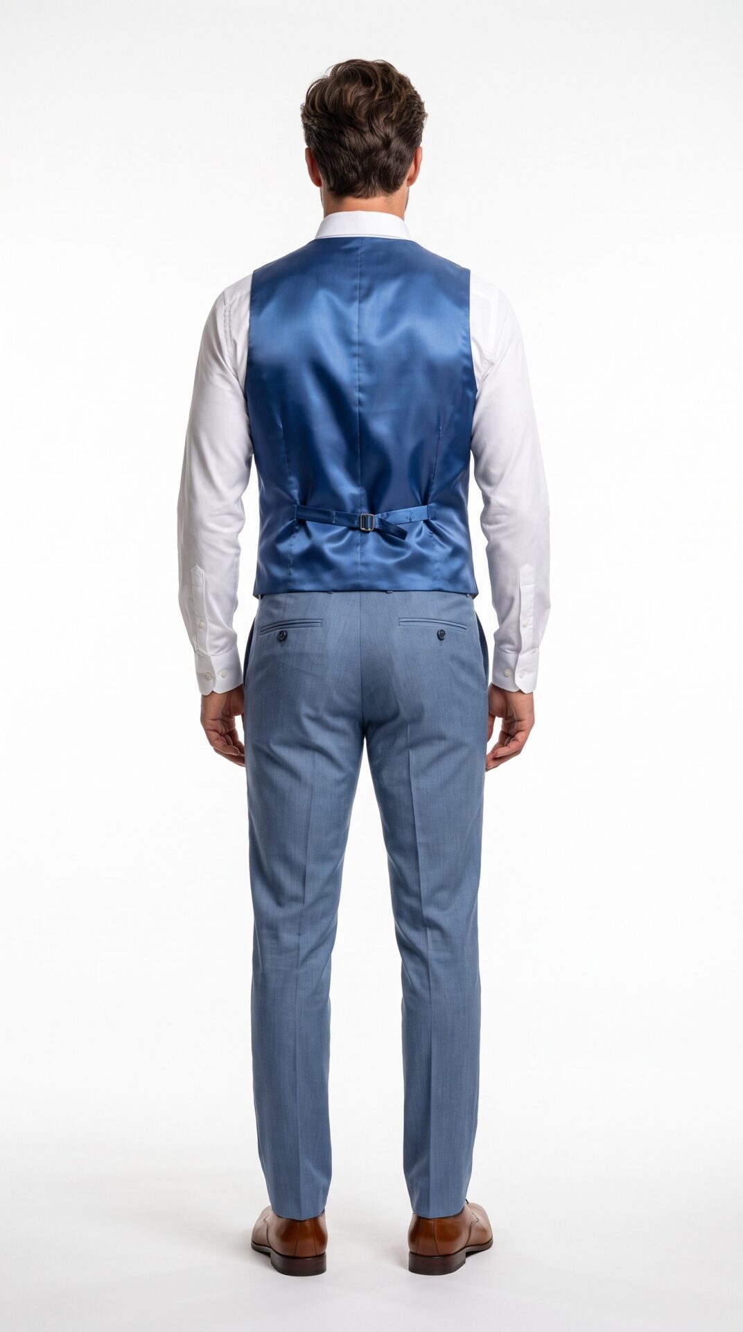 light blue three pieces tailored fit men’s suit (6-7) - 5