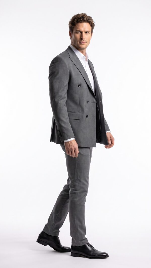 men’s double breasted grey suit (1) - 0