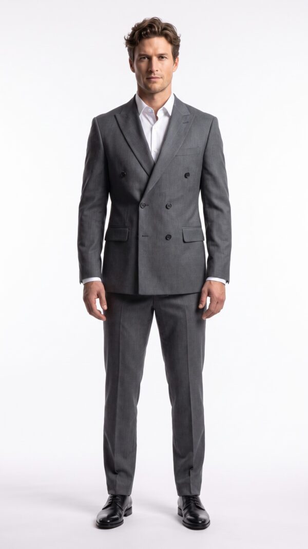 men’s double breasted grey suit (2) - 2