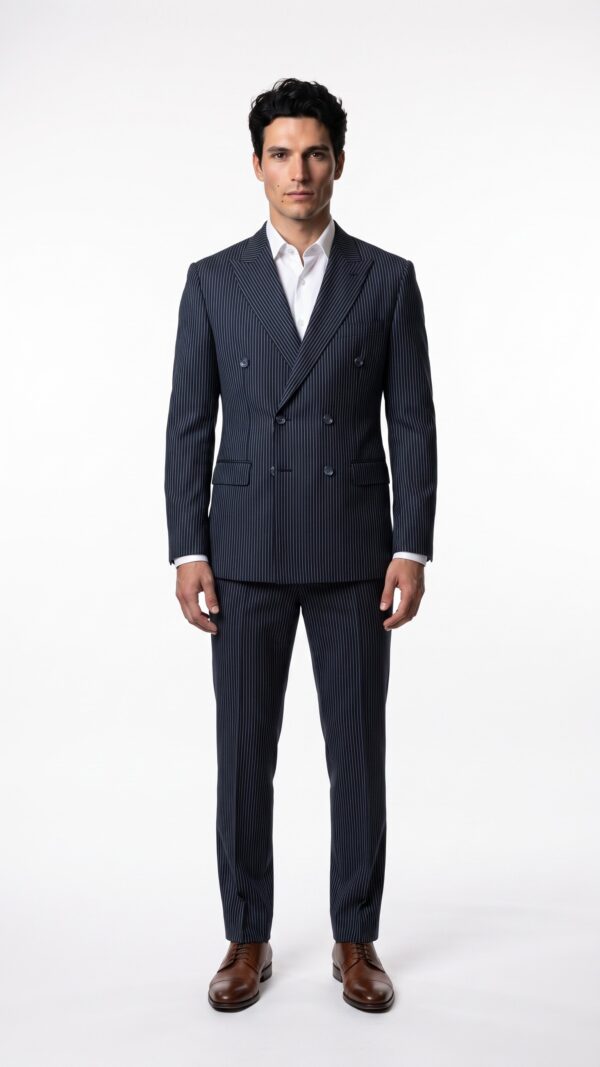 navy blue pin striped double breasted suit for men (2) - 3